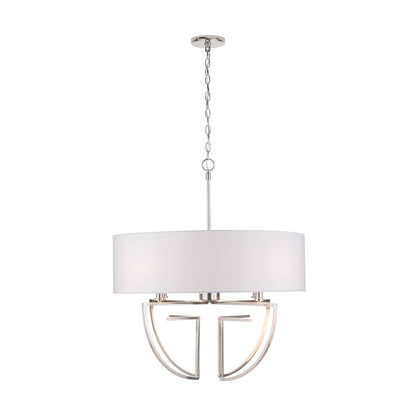 4 Light Chandelier, White Shade