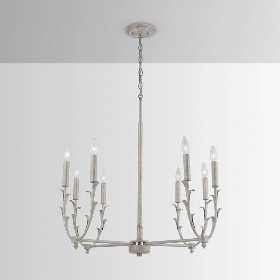 8 Light Chandelier, Winter White