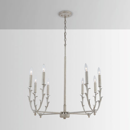 8 Light Chandelier, Winter White