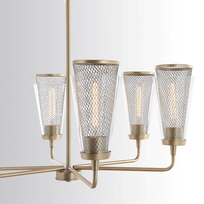 6 Light Chandelier, Aged Brass