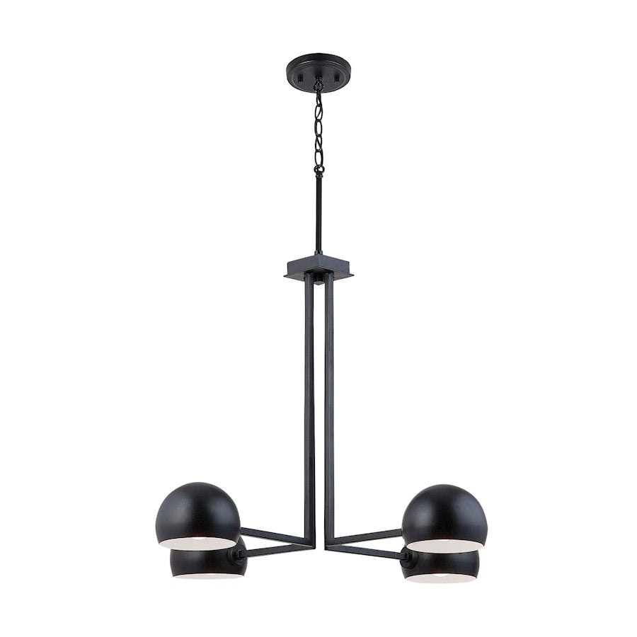 4 Light Chandelier, Matte Black