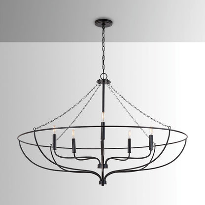 6 Light Chandelier, Matte Black