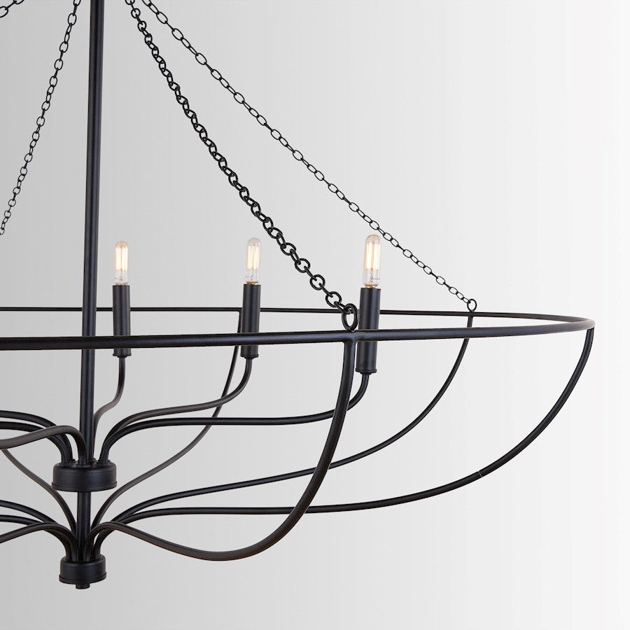 6 Light Chandelier, Matte Black
