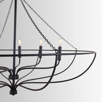 6 Light Chandelier, Matte Black