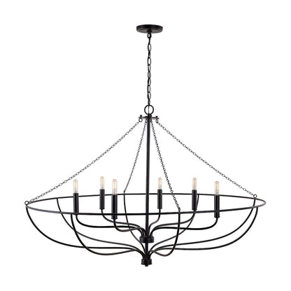 6 Light Chandelier, Matte Black