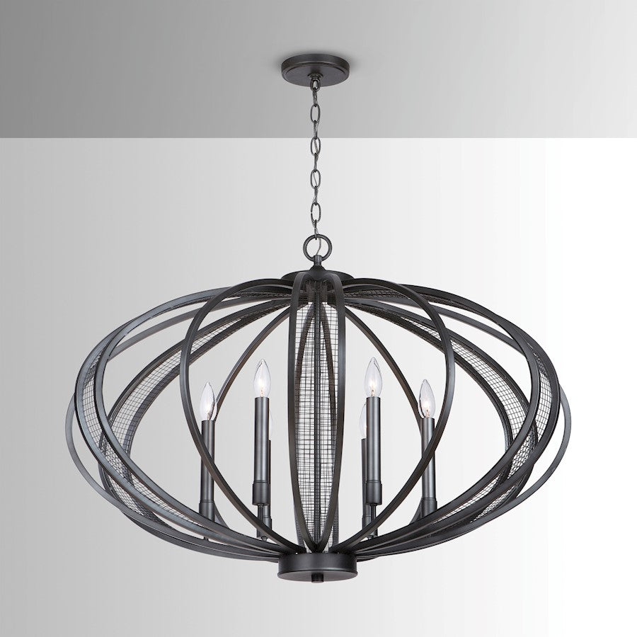 6 Light Chandelier, Midnight Grey