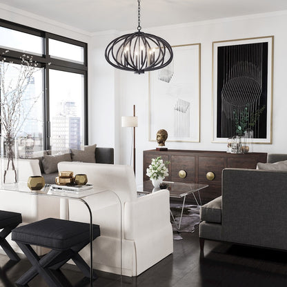 6 Light Chandelier, Midnight Grey