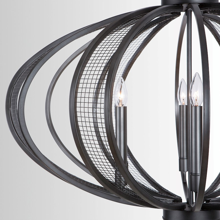 6 Light Chandelier, Midnight Grey