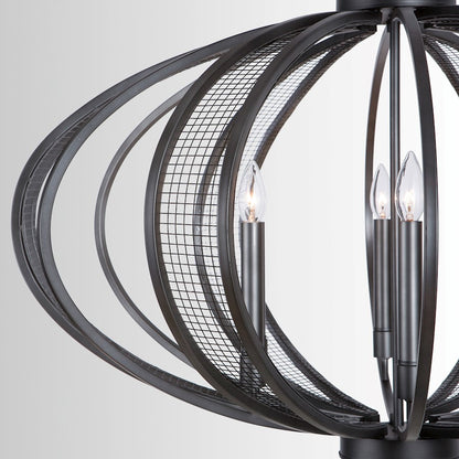6 Light Chandelier, Midnight Grey