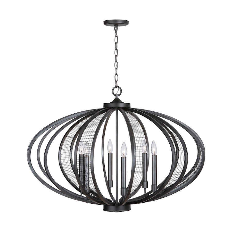 6 Light Chandelier, Midnight Grey