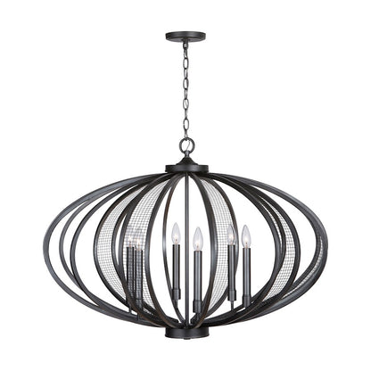 6 Light Chandelier, Midnight Grey