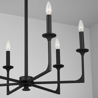 6 Light Chandelier, Black Iron