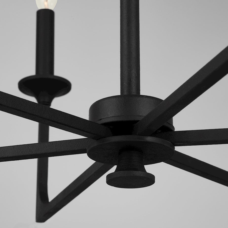 6 Light Chandelier, Black Iron