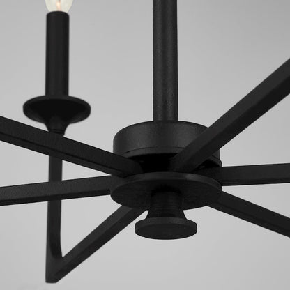 6 Light Chandelier, Black Iron