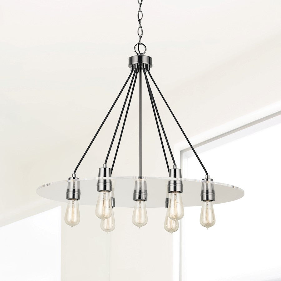 7-Light Chandelier, Black Chrome