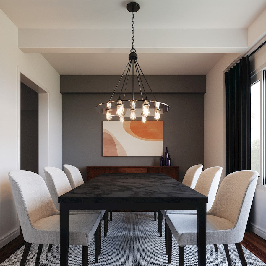 7-Light Chandelier, Black Chrome