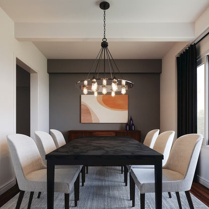 7-Light Chandelier, Black Chrome