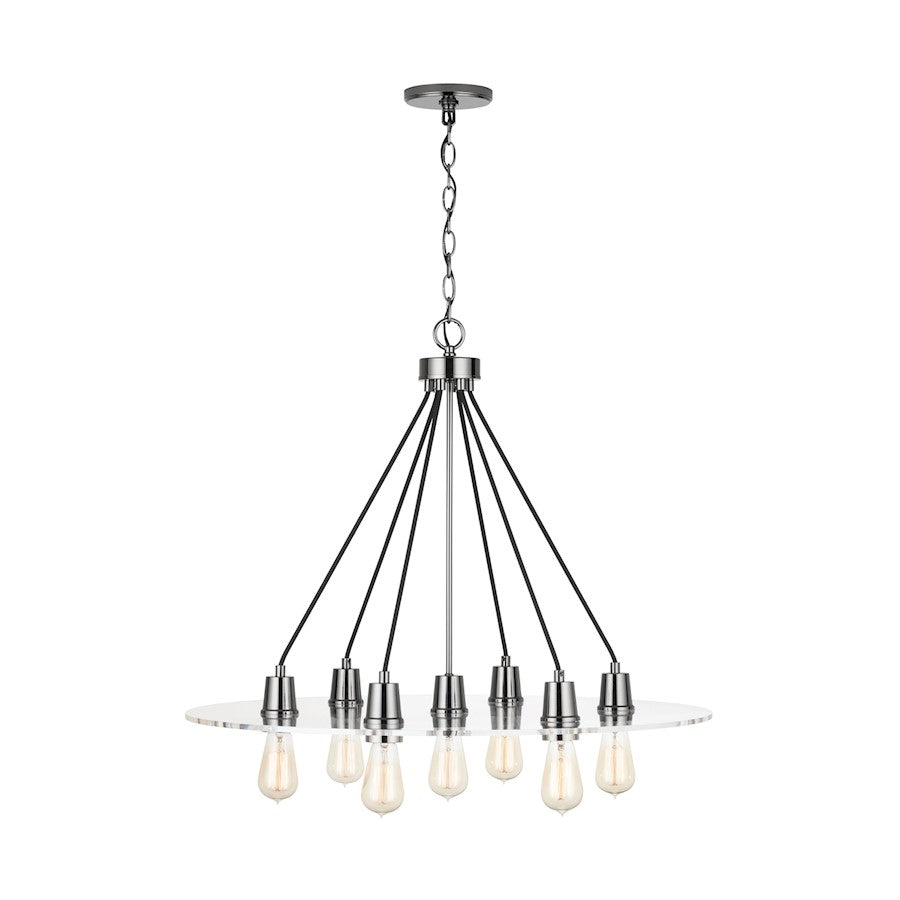 7-Light Chandelier, Black Chrome