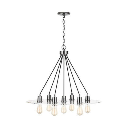 7-Light Chandelier, Black Chrome