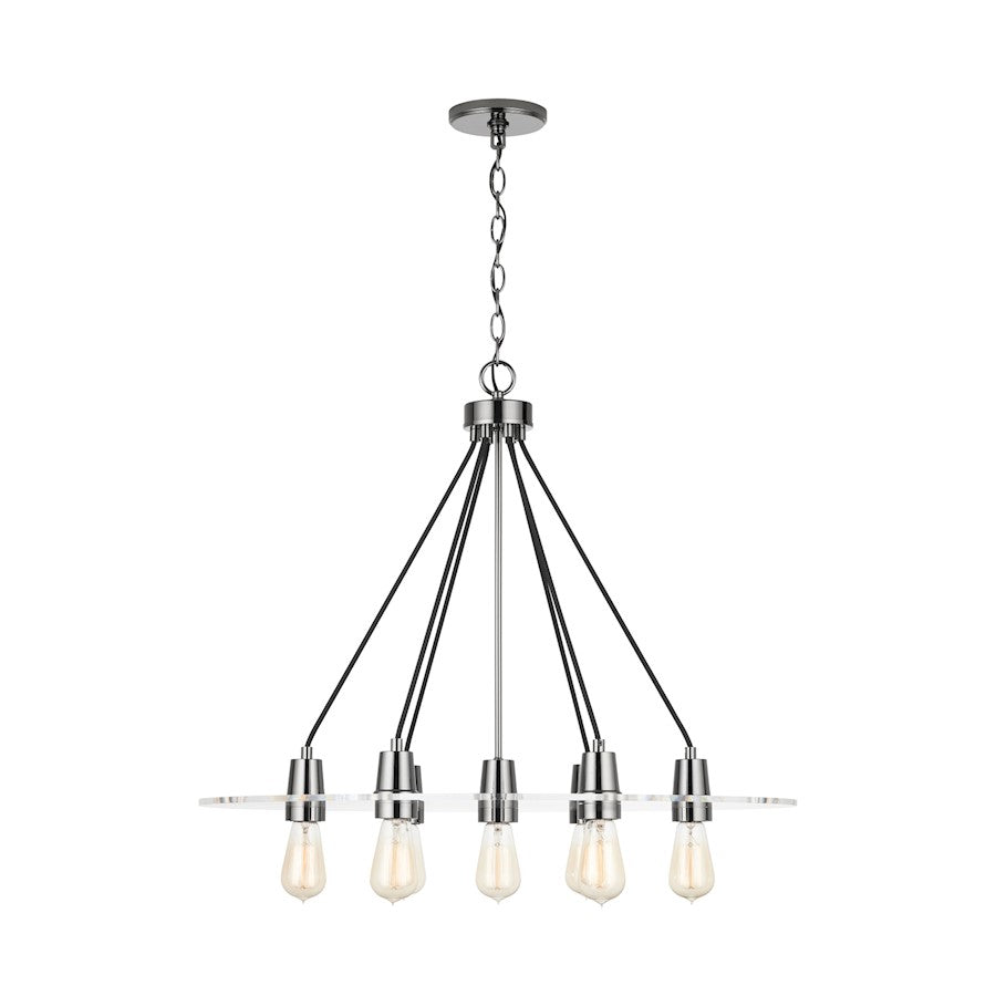 7-Light Chandelier, Black Chrome