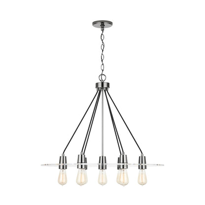 7-Light Chandelier, Black Chrome