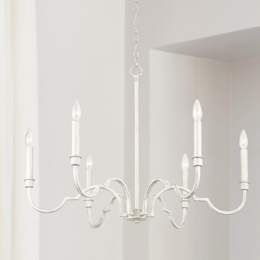 6 Light Chandelier, Winter White