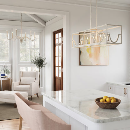 6 Light Chandelier, Winter White
