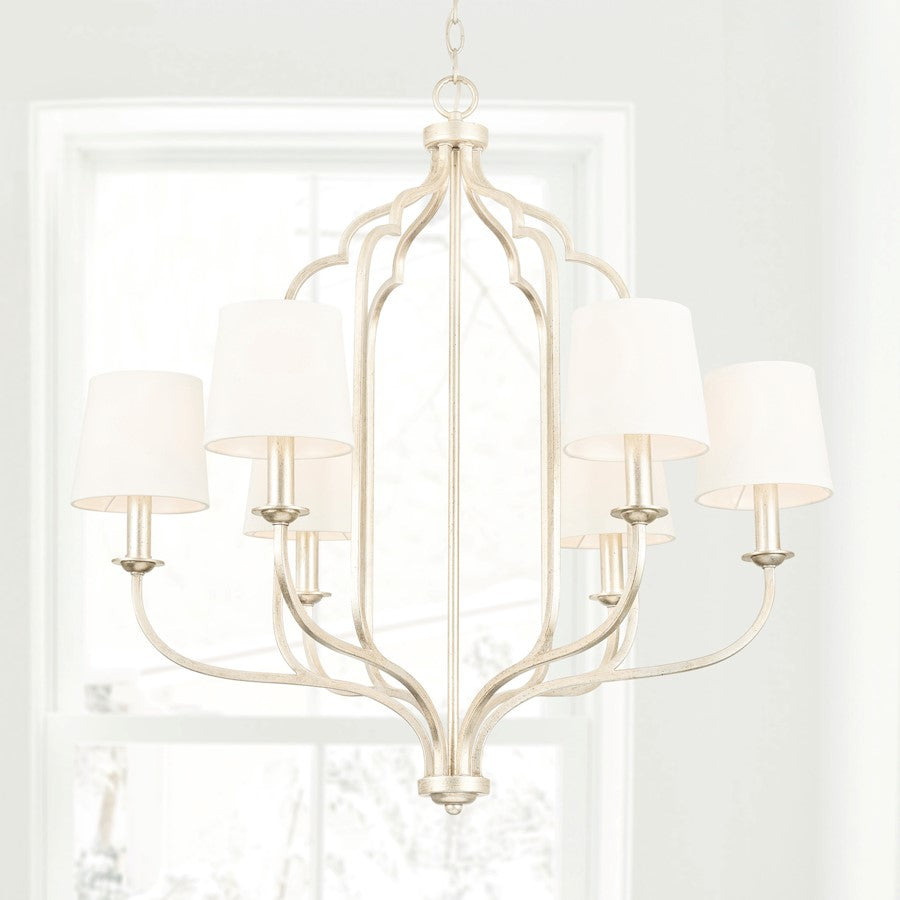 6 Light Chandelier, Winter Gold