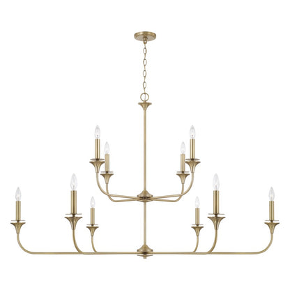 Homeplace Lighting Presley 10 Light Chandelier, Aged Brass - 448901AD