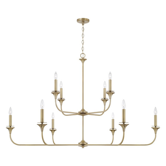 Homeplace Lighting Presley 10 Light Chandelier, Aged Brass - 448901AD