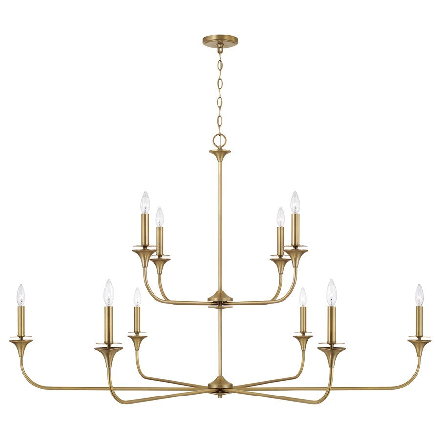 Homeplace Lighting Presley 10 Light Chandelier, Aged Brass