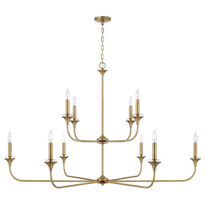 Homeplace Lighting Presley 10 Light Chandelier, Aged Brass