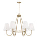 Capital Lighting Julia 6Lt Chandelier, Brass/White Straights - 452761MA