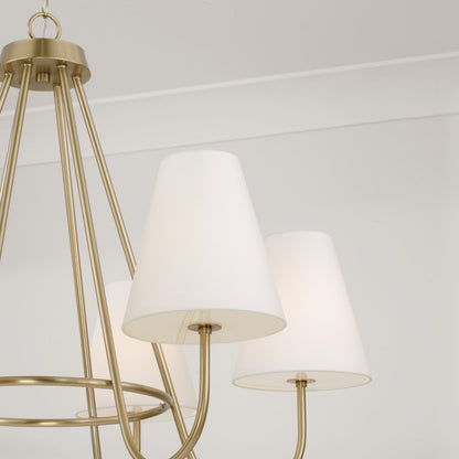 6 Light Chandelier, Brass