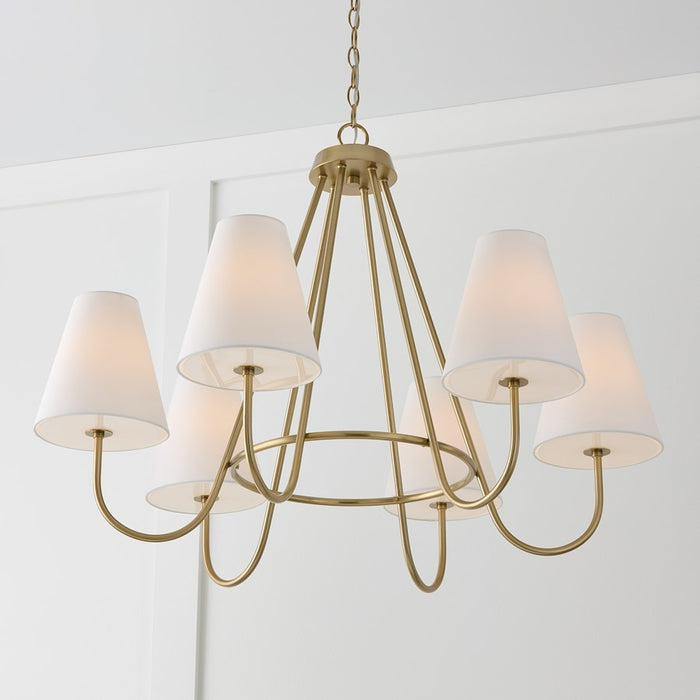 Capital Lighting Julia 6Lt Chandelier, Brass/White Straights