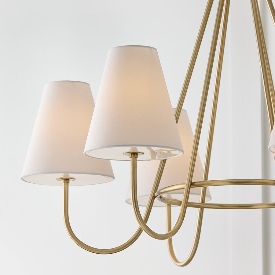 6 Light Chandelier, Brass