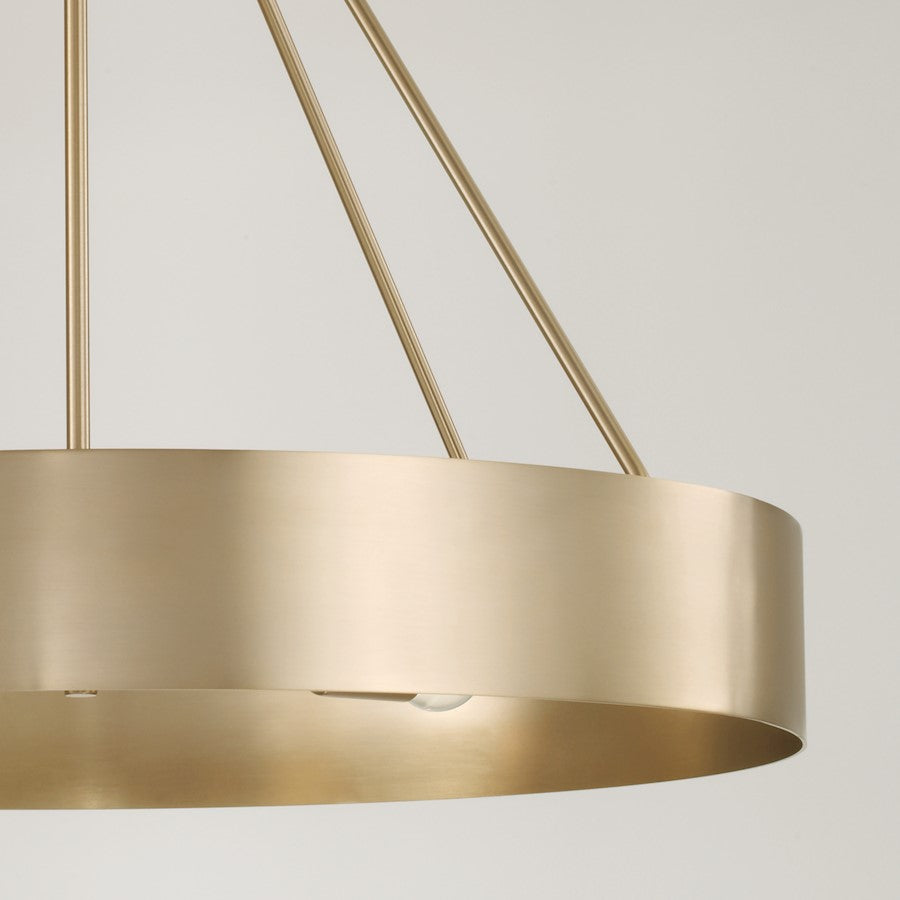 4 Light Chandelier, Matte Brass