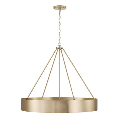 4 Light Chandelier, Matte Brass