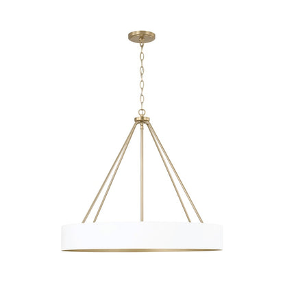 Capital Lighting Weller 4Lt Chandelier, Matte Brass/White/ - 453041RE