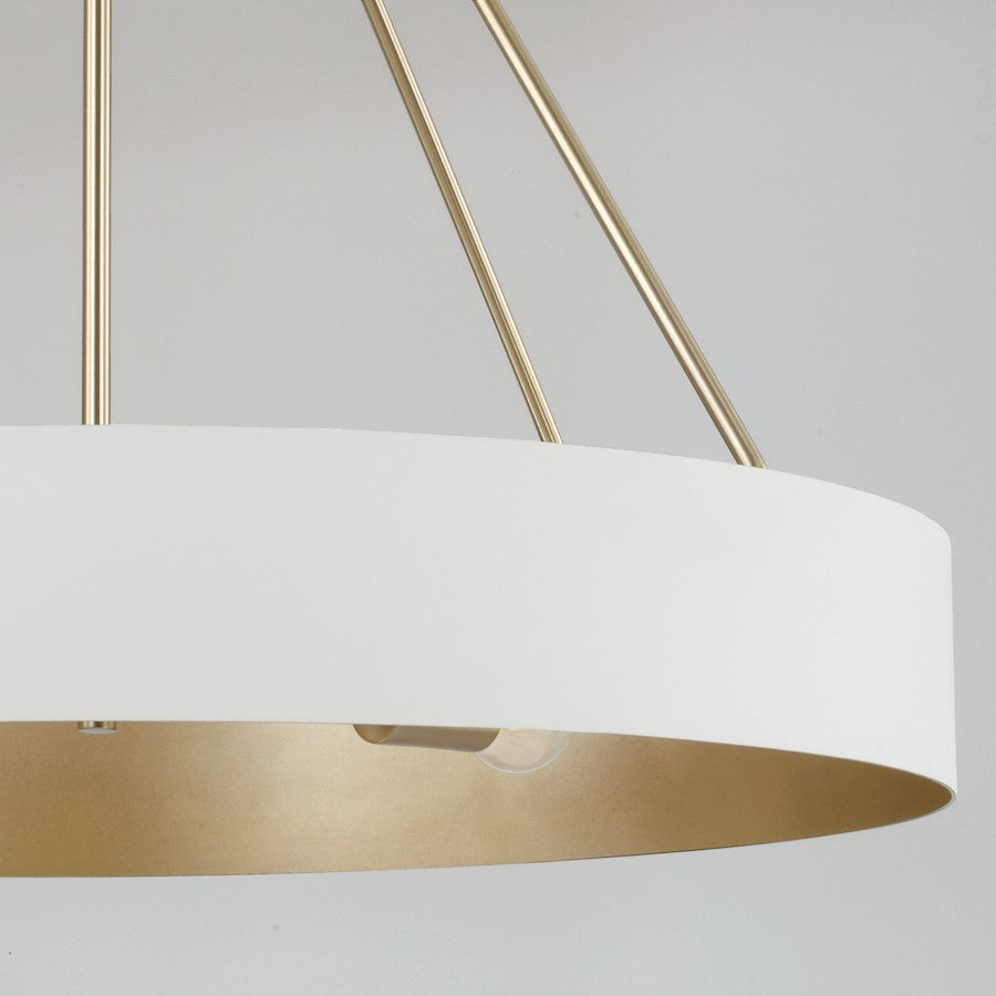 4 Light Chandelier, Matte Brass