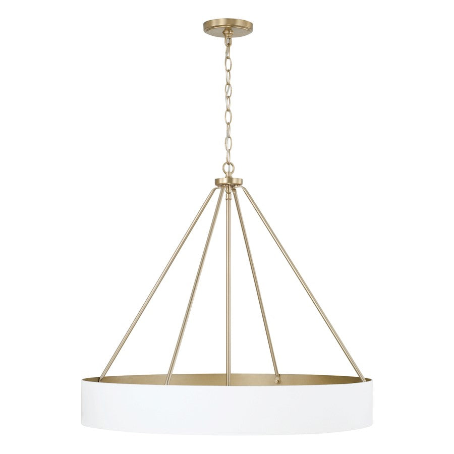 4 Light Chandelier, Matte Brass