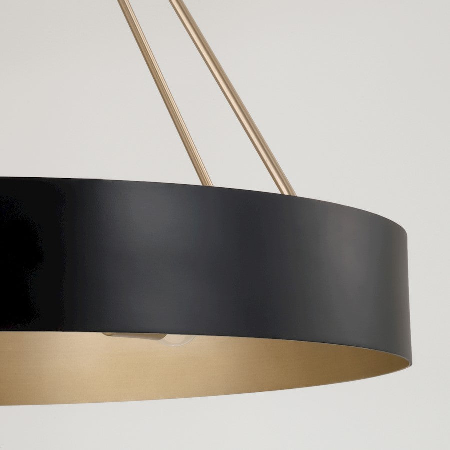 4 Light Chandelier, Matte Brass