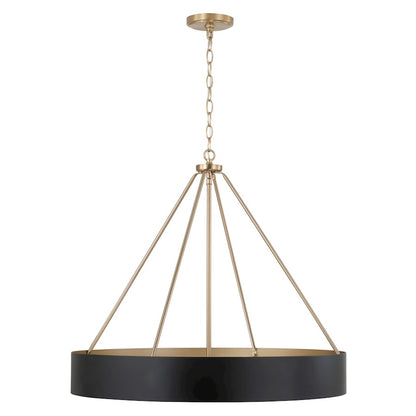 4 Light Chandelier, Matte Brass