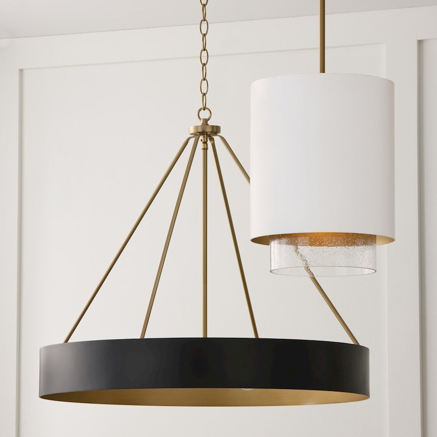 4 Light Chandelier, Matte Brass