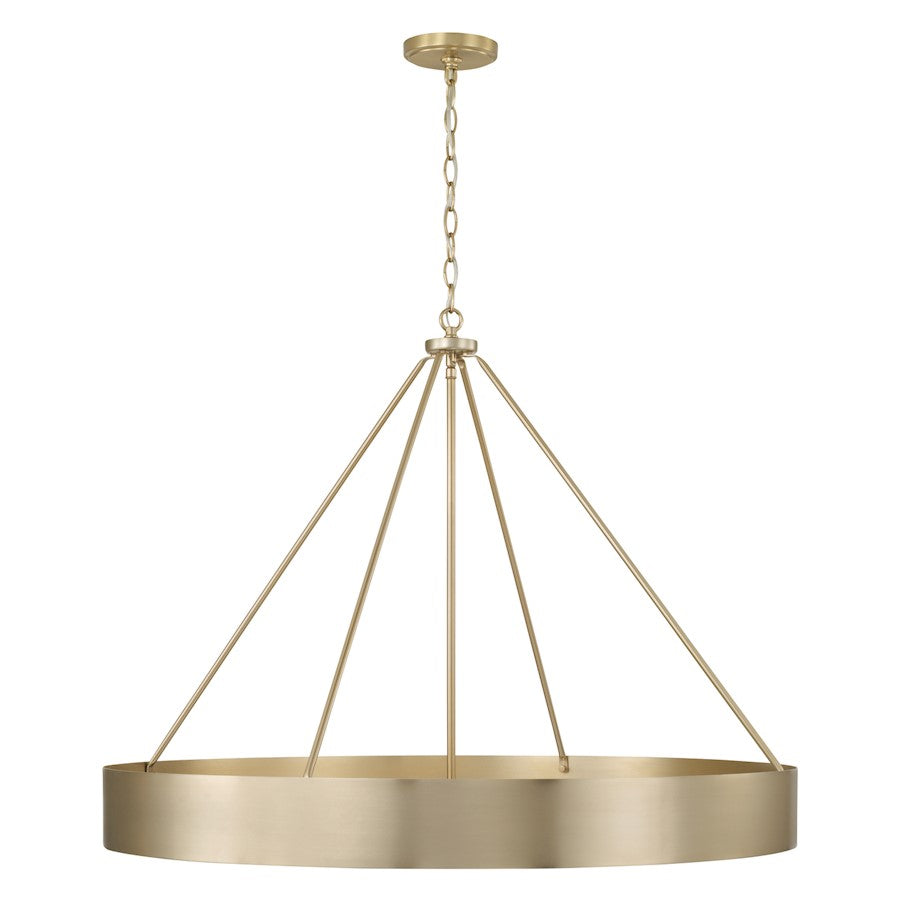 6 Light Chandelier, Matte Brass