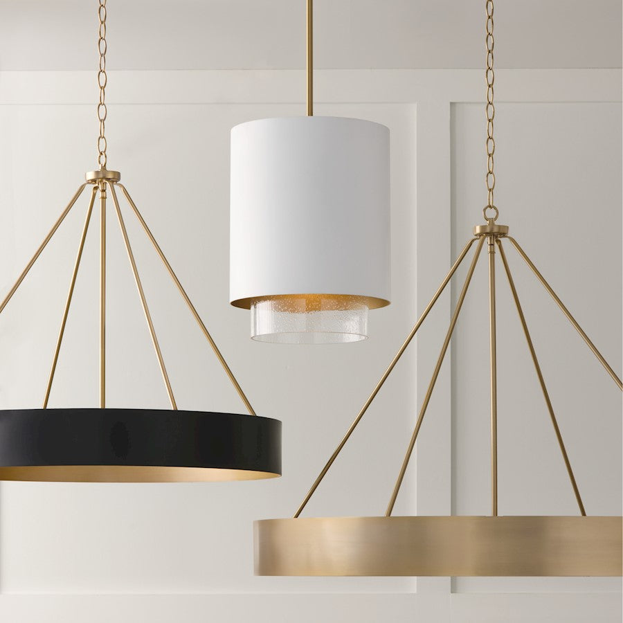 6 Light Chandelier, Matte Brass