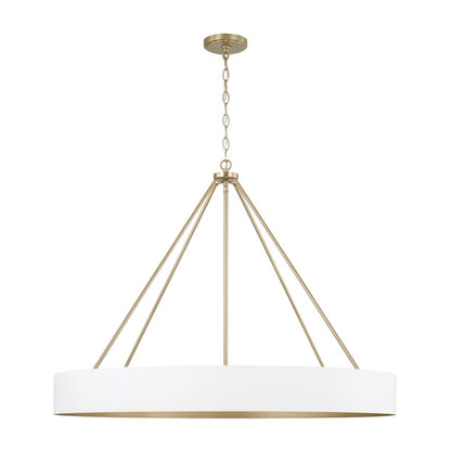 Capital Lighting Weller 6Lt Chandelier, Matte Brass/White/ - 453061RE