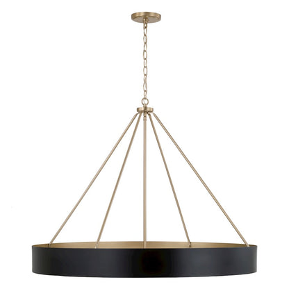 6 Light Chandelier, Matte Brass