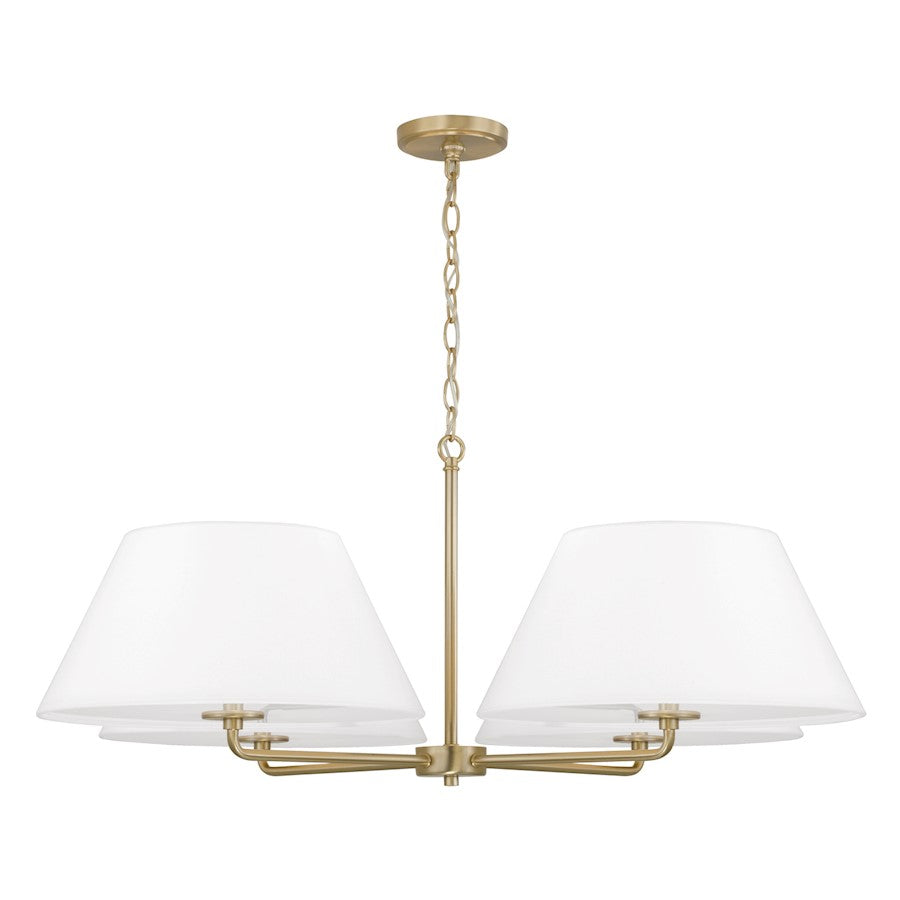 Capital Lighting Parson 4Lt 39" Chandelier, Brass/White Stay-Straight - 453241MA