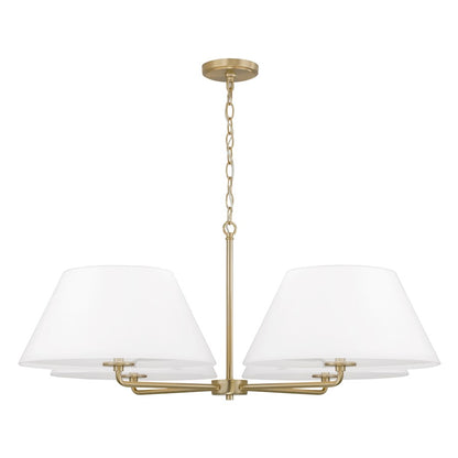 Capital Lighting Parson 4Lt 39" Chandelier, Brass/White Stay-Straight - 453241MA